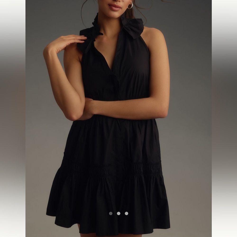 Anthropologie x Maeve Halter Black Tiered Ruffled Dress Small